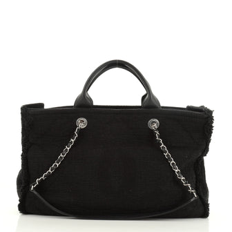Chanel Double Face Deauville Tote Fringe Quilted Canvas Medium