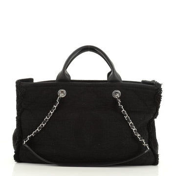 Chanel Double Face Deauville Tote Fringe Quilted Canvas Medium
