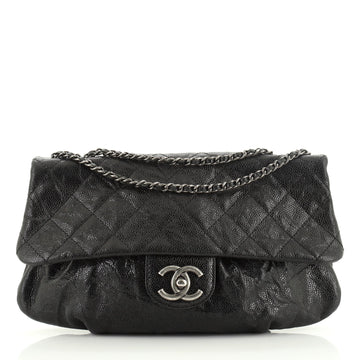 Chanel Elastic Flap Bag Quilted Glazed Caviar Medium