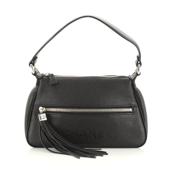Chanel Lax Front Zip Bag Pebbled Leather Small
