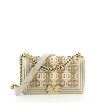 Chanel Boy Flap Bag Woven Leather Old Medium