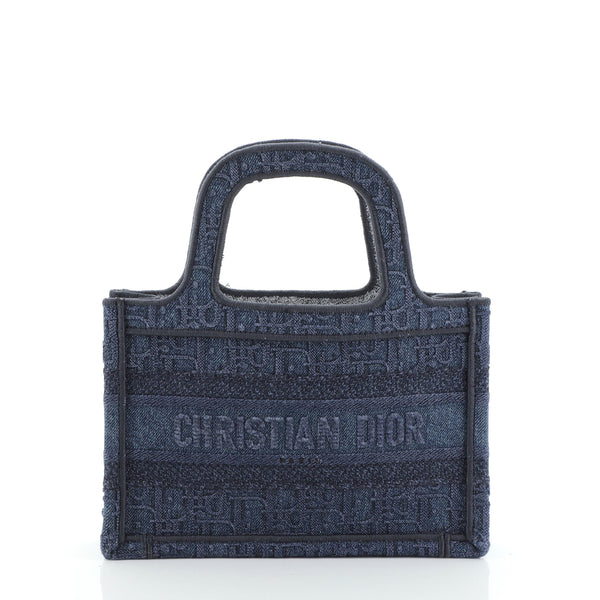 Christian Dior Book Tote Oblique Denim Mini Blue 537732