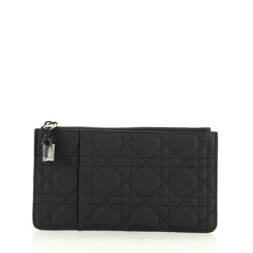 Christian Dior Ultra Matte Lady Dior Zip Card Holder Cannage Quilt Calfskin
