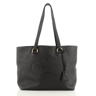 Prada Embossed Logo Tote Vitello Daino Medium