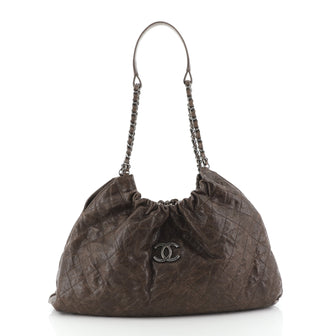 Chanel CC Elastic Shoulder Bag Quilted Glazed Caviar Small