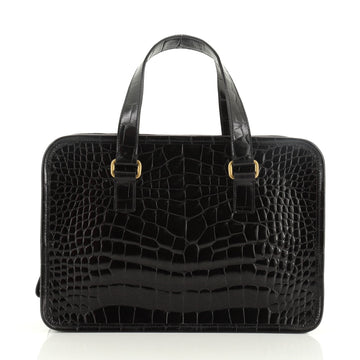 Prada St. Cocco Lucido Bauletto Handle Bag Crocodile Embossed Leather
