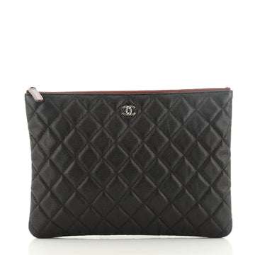 Chanel O Case Clutch Quilted Caviar Medium