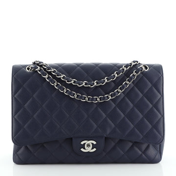 Chanel Vintage Classic Single Flap Bag Quilted Caviar Maxi