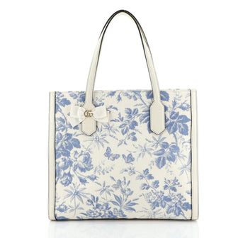 Gucci GG Ribbon Tote Coated Printed Canvas Medium