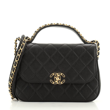 Chanel Chain Infinity Top Handle Bag Quilted Lambskin Small