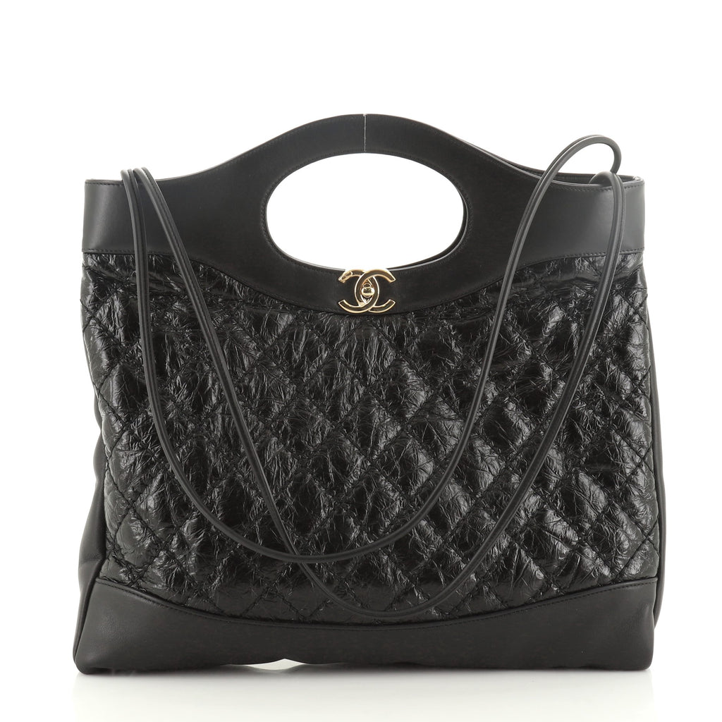 CHANEL Calfskin Stitched Shopping Tote Black 1231131