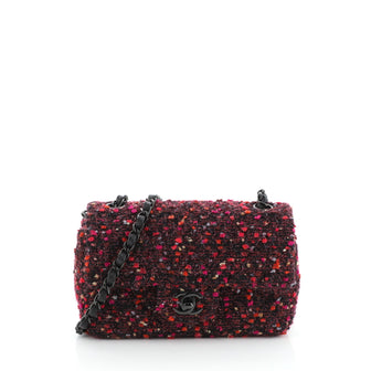Chanel Classic Single Flap Bag Quilted Tweed Mini