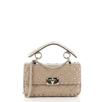 Valentino Rockstud Spike Flap Bag Quilted Leather Small