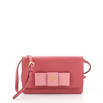 Prada Bow Wallet on Strap Saffiano Leather Small