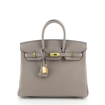 Hermes Birkin Handbag Grey Novillo with Gold Hardware 25