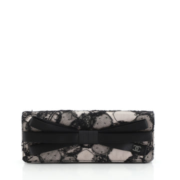 Chanel Bow Flap Clutch Lace and Satin