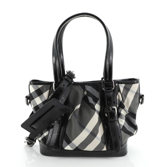 Burberry Lowry Convertible Tote Beat Check Nylon Medium