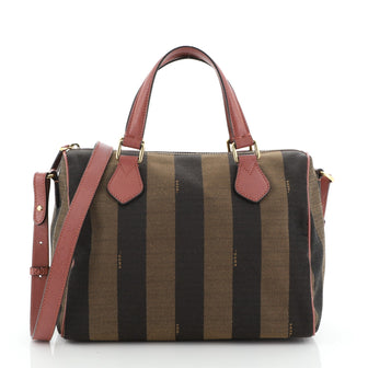 Fendi Pequin Convertible Boston Bag Canvas Small