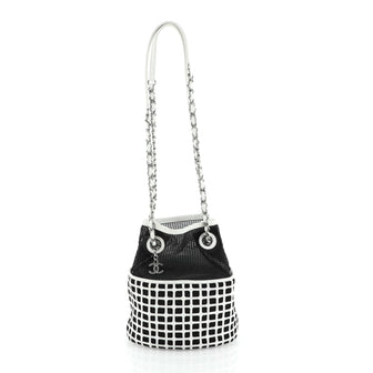 Chanel Chain Bucket Bag Mesh and Leather Medium