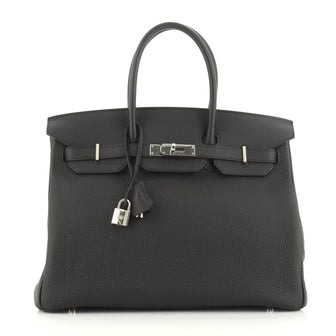 Hermes Birkin Handbag Black Togo with Palladium Hardware 35