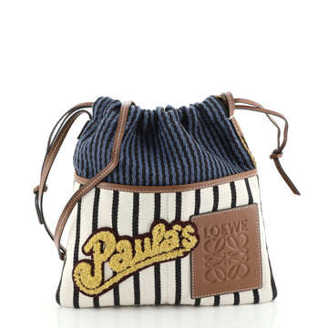 Loewe Paula's Ibiza Drawstring Pouch Striped Canvas