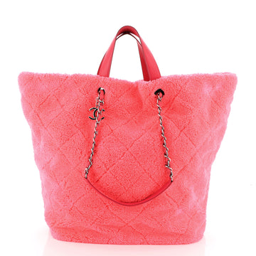 Chanel CC Charm Shopping Tote Quilted Mixed Fibers Large