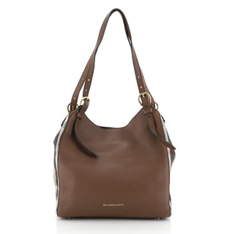 Burberry Canterbury Tote Leather and House Check Canvas Small