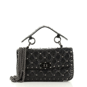 Valentino Rockstud Spike Flap Bag Quilted Leather Small