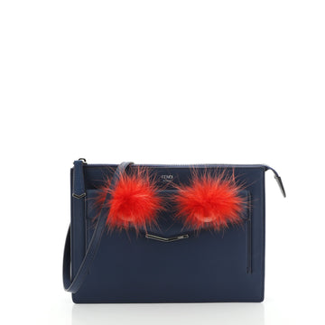 Fendi Monster Front Pocket Clutch Leather with Fur