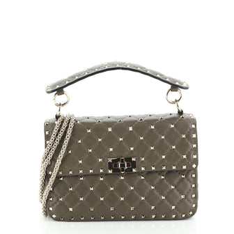Valentino Rockstud Spike Flap Bag Quilted Leather Medium