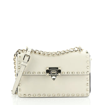 Valentino Rockstud Chain Flip Lock Flap Bag Leather Medium
