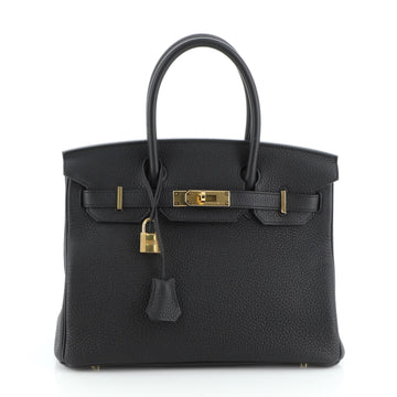 Hermes Birkin Handbag Black Togo with Gold Hardware 30