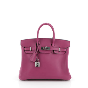 Hermes Birkin Handbag Pink Swift with Palladium Hardware 25