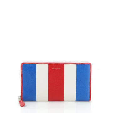 Balenciaga Bazar Zip Wallet Striped Leather Long