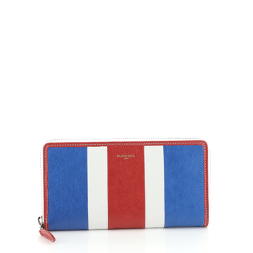 Balenciaga Bazar Zip Wallet Striped Leather Long