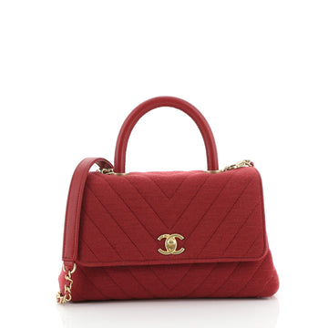 Chanel Coco Top Handle Bag Chevron Jersey Mini