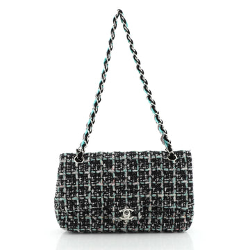 Chanel Classic Double Flap Bag Quilted Tweed with Velvet Medium