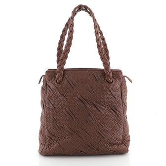 Bottega Veneta Braided Handle Tote Cervo Leather with Intrecciato Detail Medium