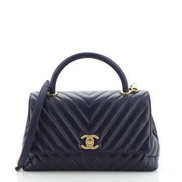 Coco Top Handle Bag Chevron Calfskin Small