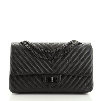 Chanel So Black Reissue 2.55 Flap Bag Chevron Aged Calfskin 227