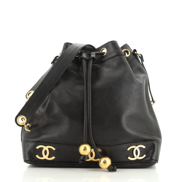 Chanel Vintage Metal CC Drawstring Bucket Bag Caviar Medium