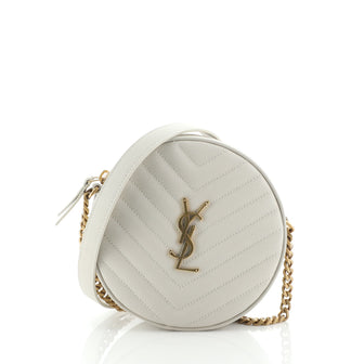 Saint Laurent Vinyle Round Camera Bag Matelasse Chevron Leather