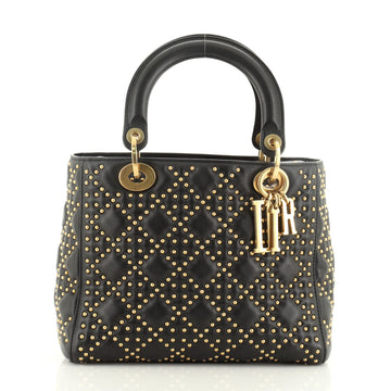 Christian Dior Supple Lady Dior Bag Cannage Studded Leather Medium