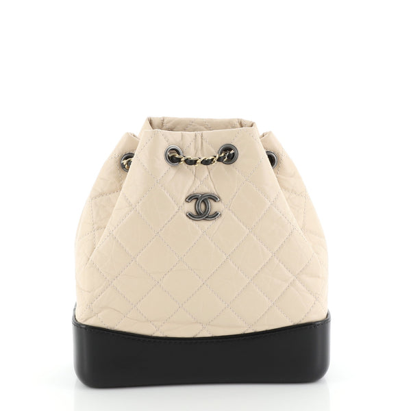 Chanel Gabrielle Backpack Quilted Calfskin Small Neutral 540141
