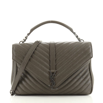 Saint Laurent Classic Monogram College Bag Matelasse Chevron Leather Large