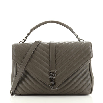 Saint Laurent Classic Monogram College Bag Matelasse Chevron Leather Large