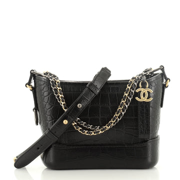 Chanel Gabrielle Hobo Crocodile Embossed Calfskin Small