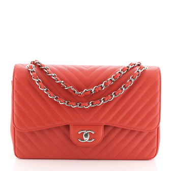 Chanel Classic Double Flap Bag Chevron Caviar Jumbo