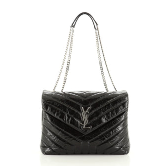 Saint Laurent LouLou Shoulder Bag Matelasse Chevron Patent Medium