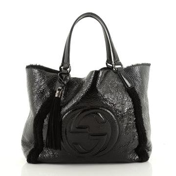 Gucci Soho Shoulder Bag Patent and Shearling Medium